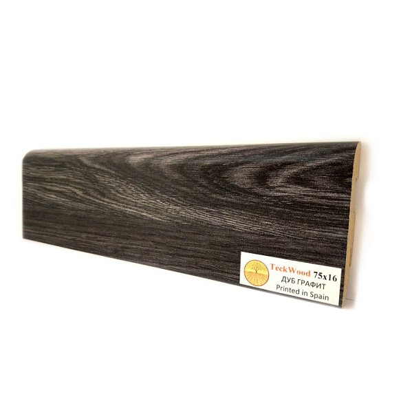 Плинтус Teckwood Дуб Графит (Oak Grafit) 75 мм