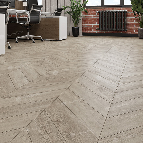 Кварцвиниловый SPC ламинат Alpine Floor Chevron Alpine Карите ECO 18-11 французская елка 600×127×5