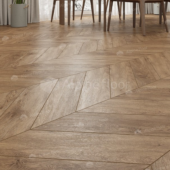 Кварцвиниловая плитка Alpine Floor клеевая Chevron Alpine LVT Гевуина Chevron ECO 20-10 французская елка 555×127×2,5