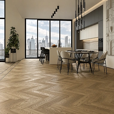 Кварцевый паркет Quartz Parquet Английская Ёлка Дуб Карельский 33-419 5/0,6 мм