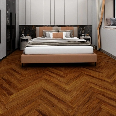Кварцвинил Draw Wood Herringbone Walnut 001 со встроенной подложкой EVA. Размер 610х126х5мм (1.537)