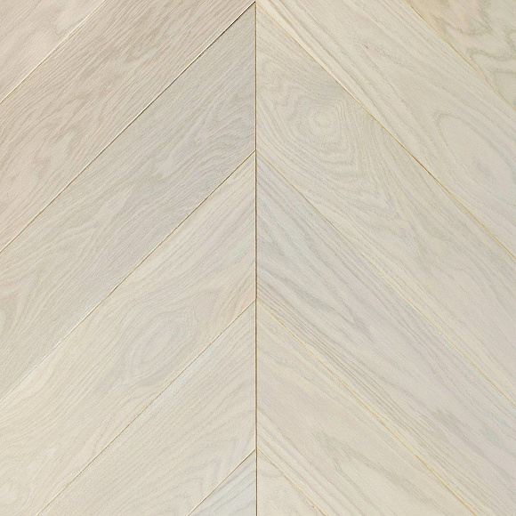 Паркетная доска ESTA Ясень Chevron Elegant Frost Ivory Pores. Размер 480х100х14 мм