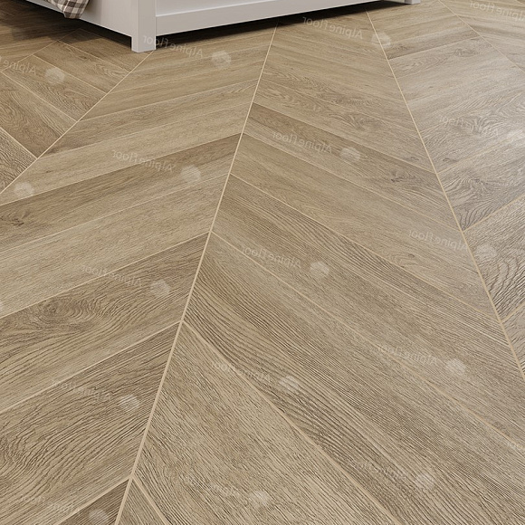 Кварцвиниловый SPC ламинат Alpine Floor Chevron Alpine Дуб Ваниль Селект ECO 18-2 французская елка 600×127×5
