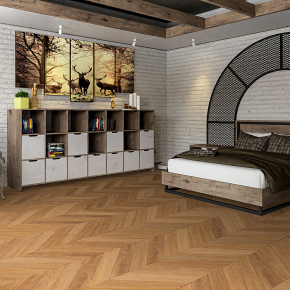 Кварцвиниловый SPC ламинат Damy Floor Chevron Монсоро Montsoreau DF09-Ch французская елка 600×127×5