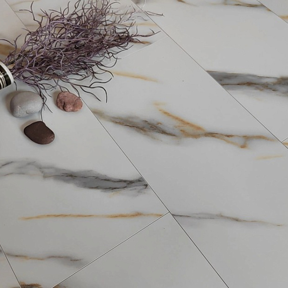 Каменный MSPC ламинат Stone Floor Мрамор Бело-золотой DC833 MP 1220х234х8 мм