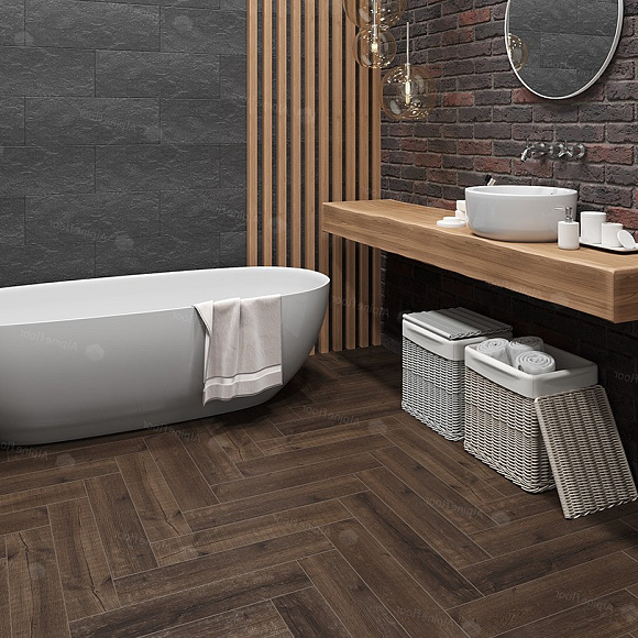 Кварцвиниловая плитка Alpine Floor клеевая Parquet LVT Дуб Альферац ЕСО 16-22 венгерская елка 590×118×2,5