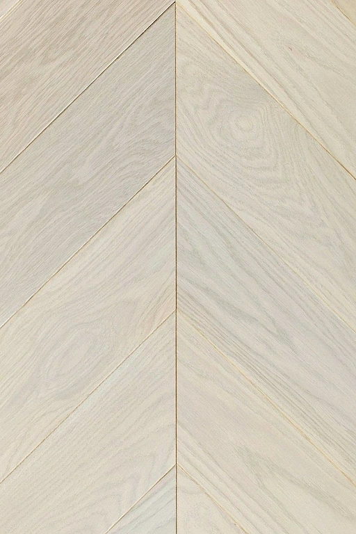 Паркетная доска ESTA Ясень Chevron Elegant Frost Ivory Pores. Размер 480х100х14 мм