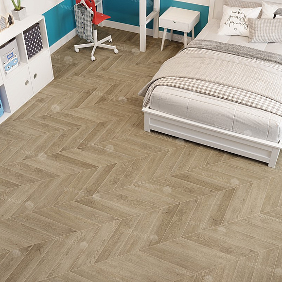 Кварцвиниловый SPC ламинат Alpine Floor Chevron Alpine Дуб Ваниль Селект ECO 18-2 французская елка 600×127×5
