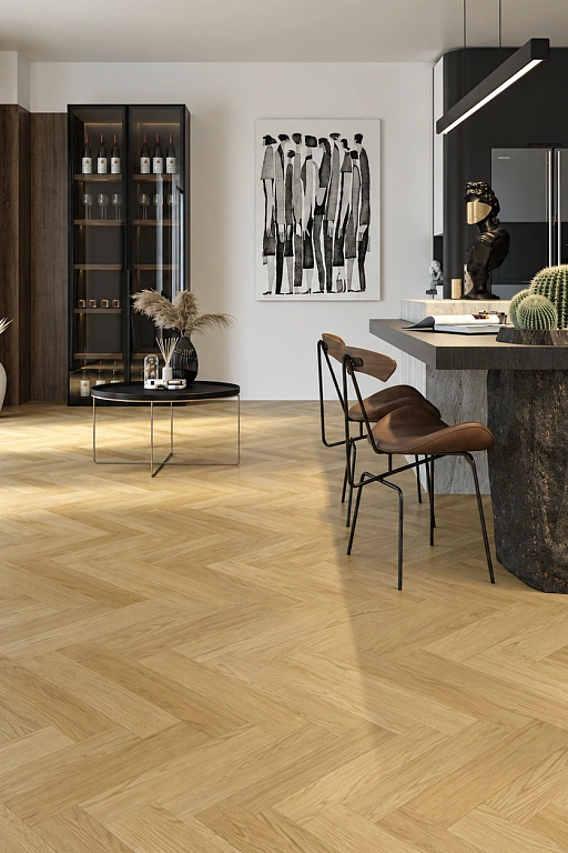 Кварцевый паркет Quartz Parquet Английская Ёлка Дуб Медовый Раф 33-463 5/0,6 мм