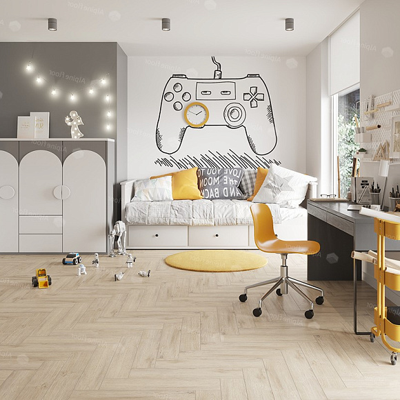 Кварцвиниловая плитка Alpine Floor клеевая Parquet LVT Дуб Медия ЕСО 16-20 венгерская елка 590×118×2,5