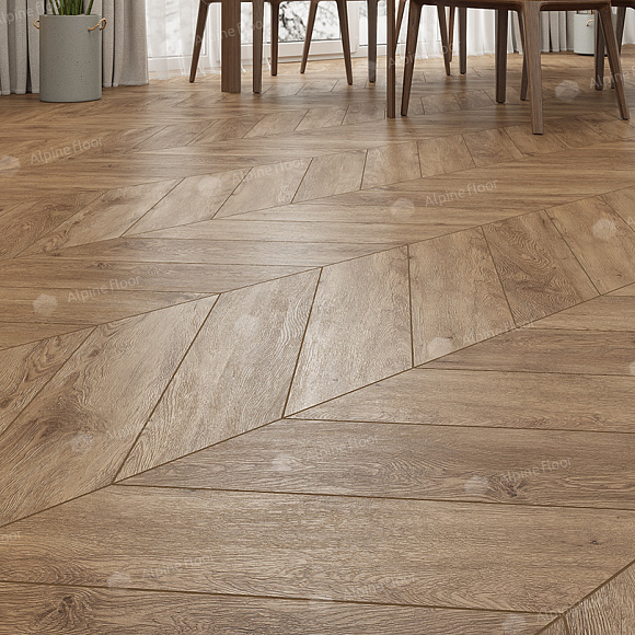 Кварцвиниловый SPC ламинат Alpine Floor Chevron Alpine Гевуина ECO 18-10 французская елка 600×127×5