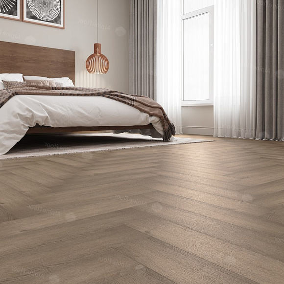 Кварцвиниловая плитка Alpine Floor клеевая Parquet LVT Дуб Насыщенный ЕСО 16-7 венгерская елка 590×118×2,5