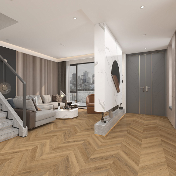 Кварцвиниловый SPC ламинат Damy Floor Chevron Сен-Клу Saint-Cloud DF10-Ch французская елка 600×127×5