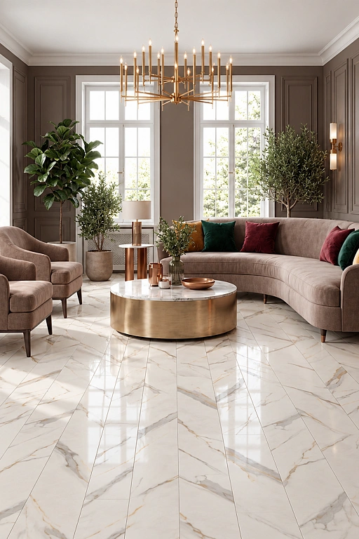 Каменный MSPC ламинат Stone Floor Мрамор Бело-золотой DC833 MP 1220х234х8 мм