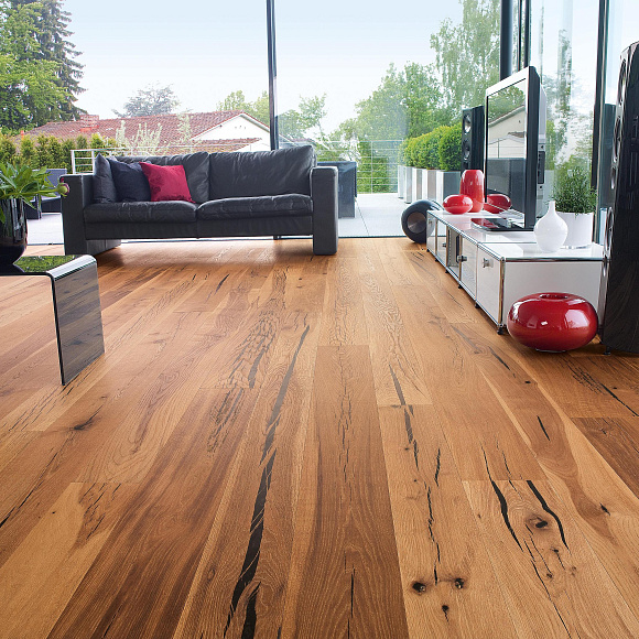 Инженерная 3-х слойная доска HAVEN Тайгер Дуб N1 Рустик. Размер 1600-2400х185х16 мм.