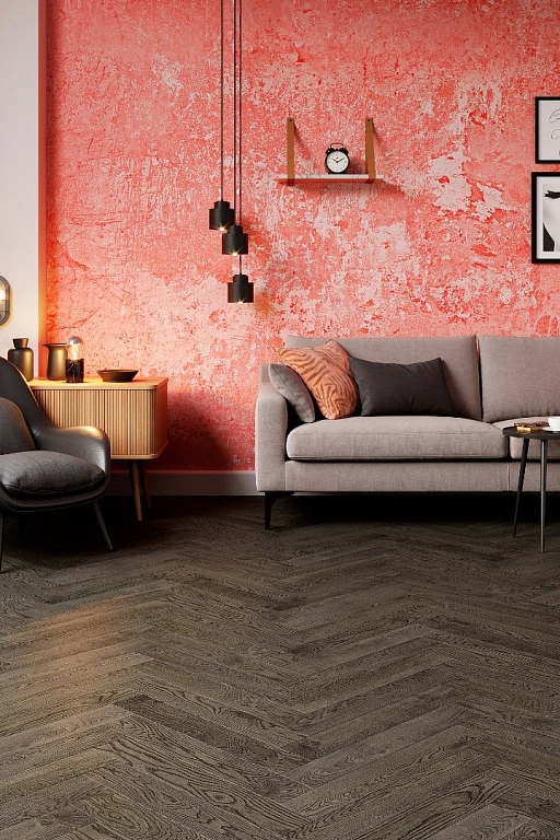 Паркетная доска ESTA Дуб HB Nordic S Lava Grey. Размер 600х100х14 мм