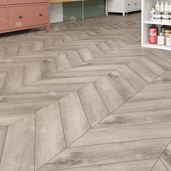 Кварцвиниловый SPC ламинат Alpine Floor Chevron Alpine Дуб Исида ECO 18-8 французская елка 600×127×5