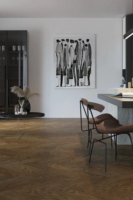 Кварцевый паркет Quartz Parquet Английская Ёлка Дуб Брауни 33-413 5/0,6 мм