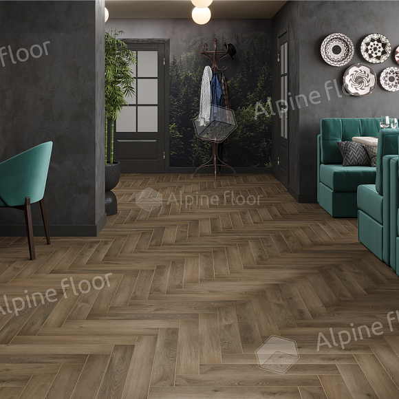 Ламинат Alpine Floor Herringbone 12 PRO Дуб Анжу