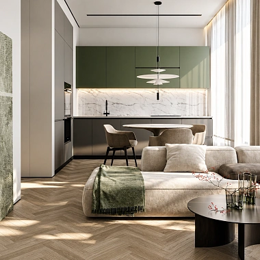 Кварцевый паркет Quartz Parquet Штучный паркет Дуб Лунный 44-1258-08 5/0,6 мм