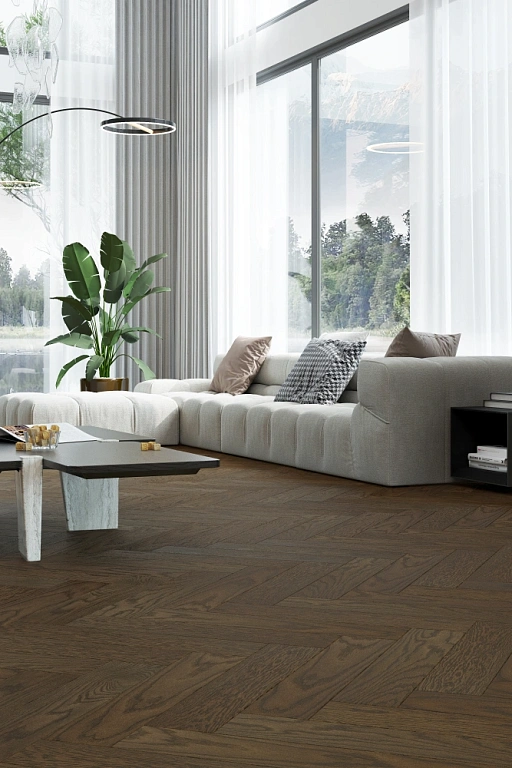 Кварцевый паркет Quartz Parquet Английская Ёлка Дуб Брауни 33-413 5/0,6 мм