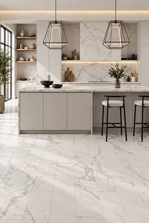 Каменный MSPC ламинат Stone Floor Бело-серый Мрамор 2820-4 MP 1220х234х8 мм