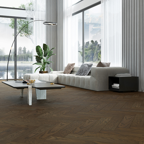 Кварцевый паркет Quartz Parquet Английская Ёлка Дуб Брауни 33-413 5/0,6 мм