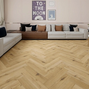 Кварцвинил Draw Wood Herringbone Oak 002 со встроенной подложкой EVA. Размер 610х126х5мм (1.537)