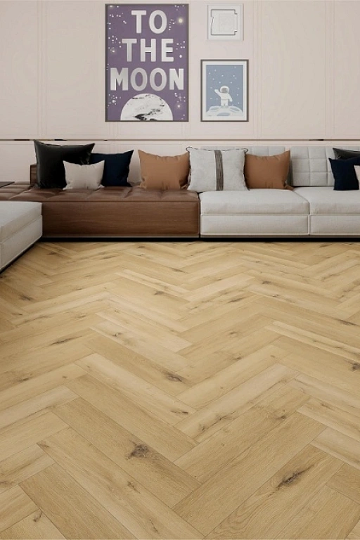 Кварцвинил Draw Wood Herringbone Oak 002 со встроенной подложкой EVA. Размер 610х126х5мм (1.537)