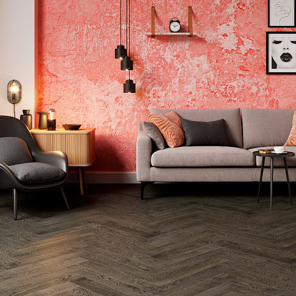 Паркетная доска ESTA Дуб HB Nordic S Lava Grey. Размер 600х100х14 мм